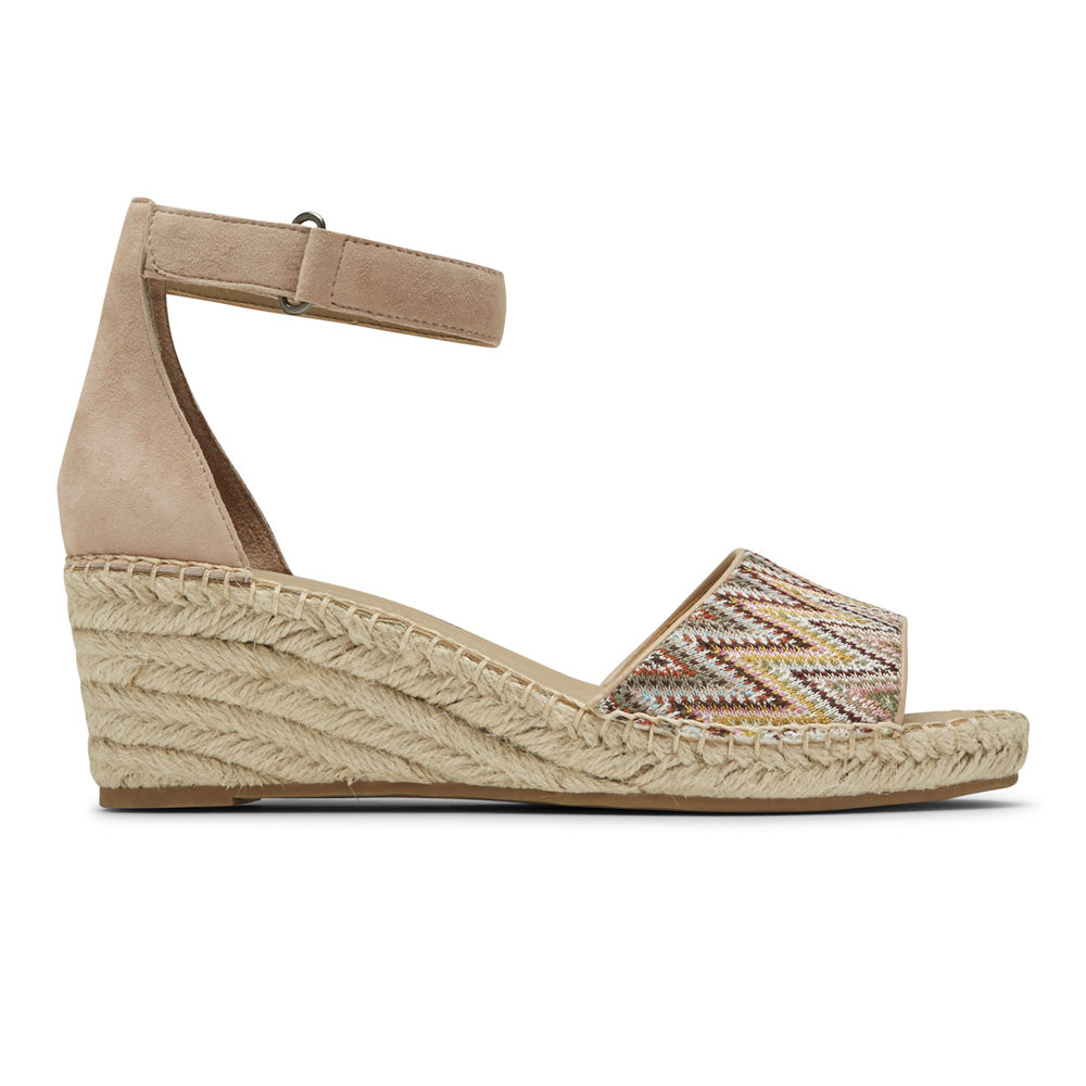 Rockport Singapore Womens Sandals - Marah Woven Ankle Strap Khaki - EI0963175